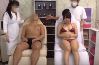 素人夫婦２人でマッサージを受ける気持ちよくなり絶頂に